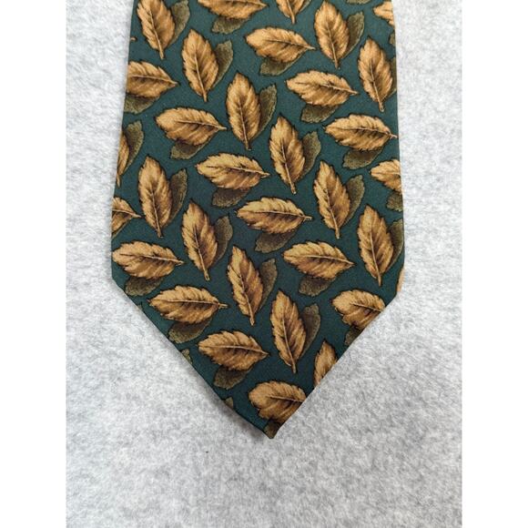 J. Garcia Landscape With Eye Collection Ten Leaf Print Silk Tie - Picture 6 of 7